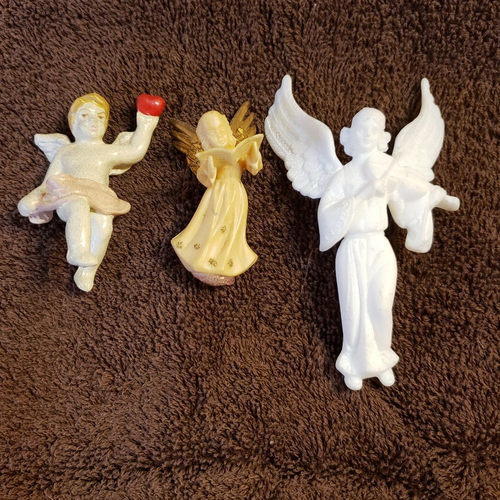 3 Mini Miniature Small Angel Figurines Ornaments